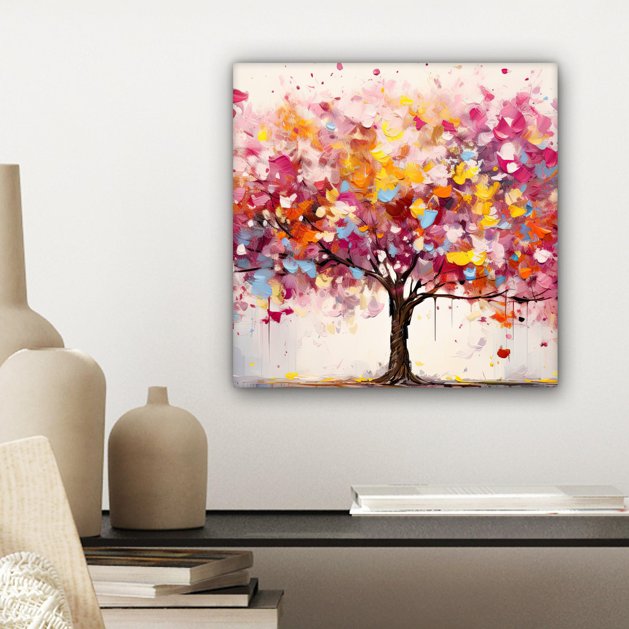 LEINWANDBILD Aquarell - Baum - Kunst - Abstrakt 20x20 cm - Multicolor, Textil (20/20cm) - MuchoWow