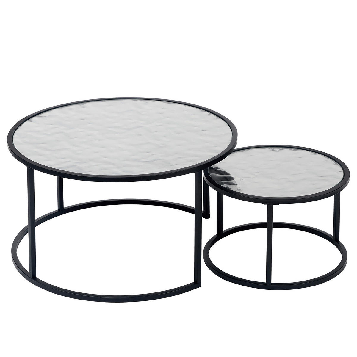 COUCHTISCH - 2-teilig - Silber / Schwarz - Metall - Silberfarben/Schwarz, Metall (80/80/45cm) - home24