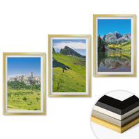 WANDBILDER 3er Set - 40x60 cm Goldrahmen - Grüne Hügel mit einer Burg - Goldfarben, Kunststoff (40/60cm) - ArtPrintCave