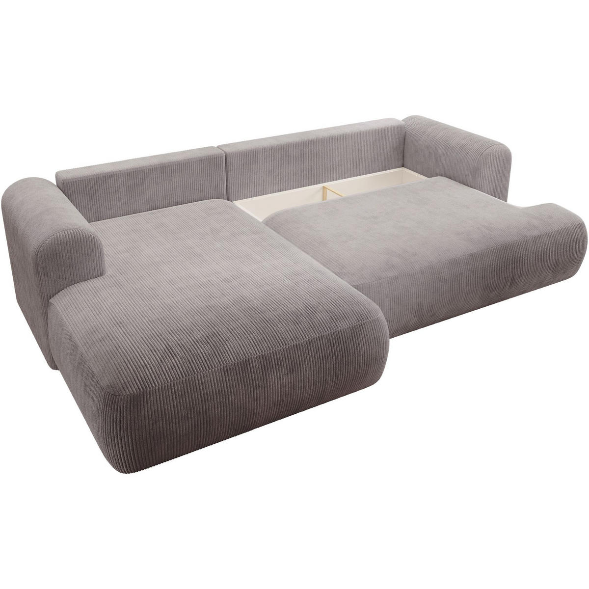 ECKSOFA Ovo Cord mit Cordbezug Hellgrau, links - Hellgrau/Schwarz, Textil (260/165cm) - Selsey