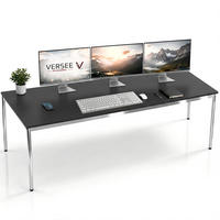 SCHREIBTISCH VST1 200 x 100 cm Schwarz – höhenverstellbar - Chromfarben/Schwarz, Holzwerkstoff (200/100/75.5cm) - Versee