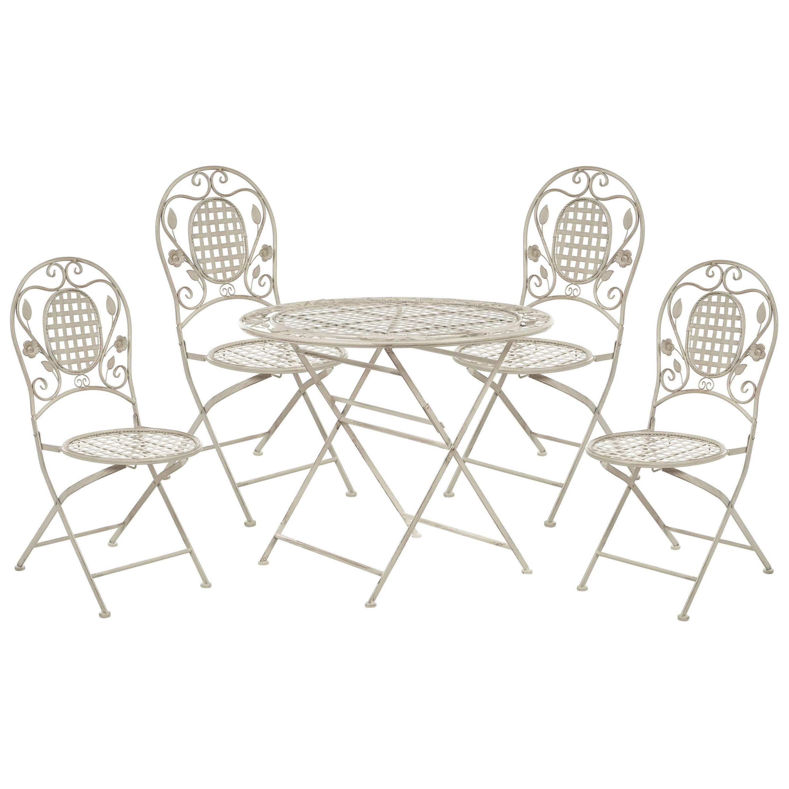 BALKONSET 4-Sitzer Metall cremeweiß Klapptisch Bivio - Weiß, Metall - Beliani