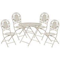 BALKONSET 4-Sitzer Metall cremeweiß Klapptisch Bivio - Weiß, Metall - Beliani
