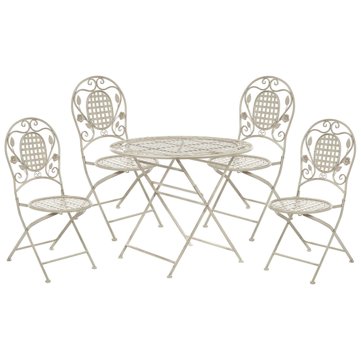 BALKONSET 4-Sitzer Metall cremeweiß Klapptisch Bivio - Weiß, Metall - Beliani