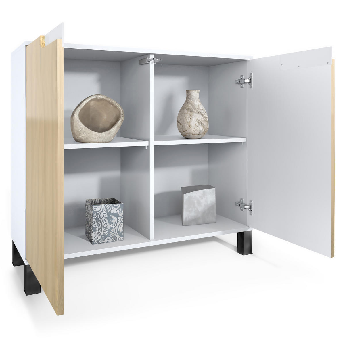 KOMMODE Sylt Weiß Hochglanz - Weiß Hochglanz, Holzwerkstoff (92.5/84.5/35cm) - Vladon
