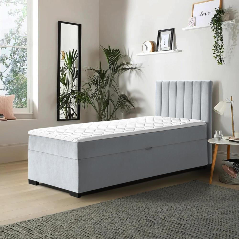 POLSTERBETT Eric 94/207/105 hellgrau - Hellgrau, Holzwerkstoff/Textil (90/200cm) - Beautysofa