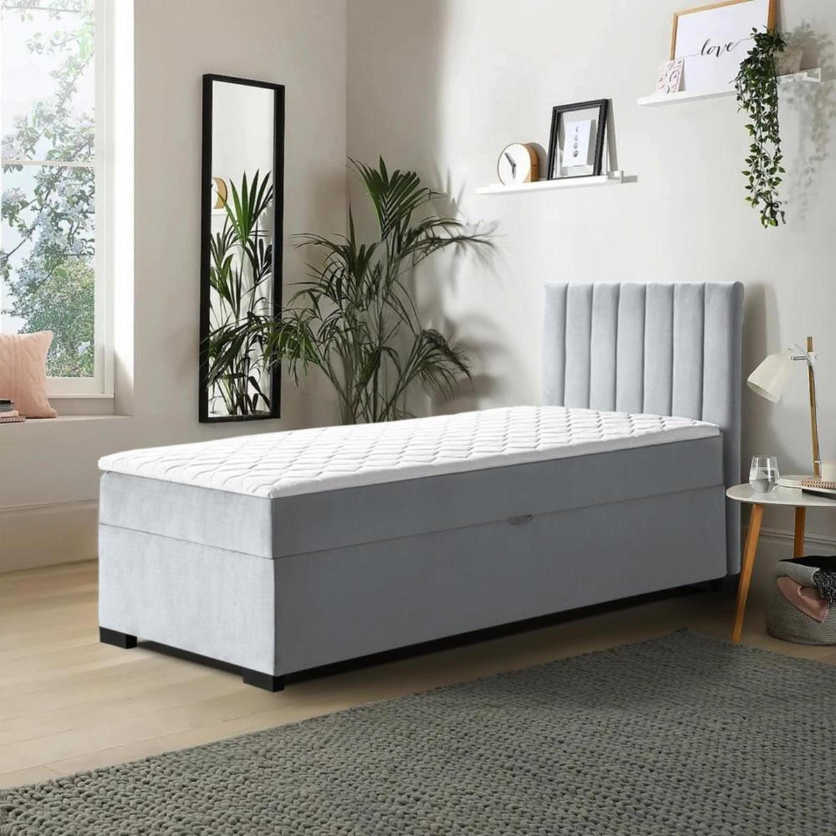 POLSTERBETT Eric 104/207/105 hellgrau - Hellgrau, Holzwerkstoff/Textil (100/200cm) - Beautysofa