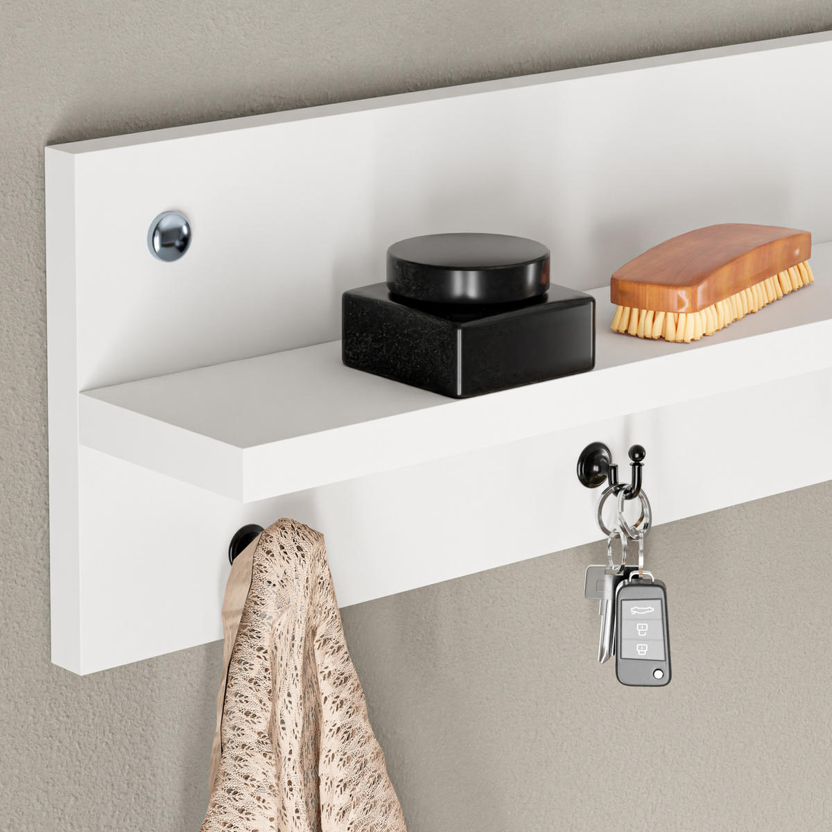 GARDEROBENPANEEL Sulkava - Weiß, Holzwerkstoff (80/18/11cm) - [en.casa]