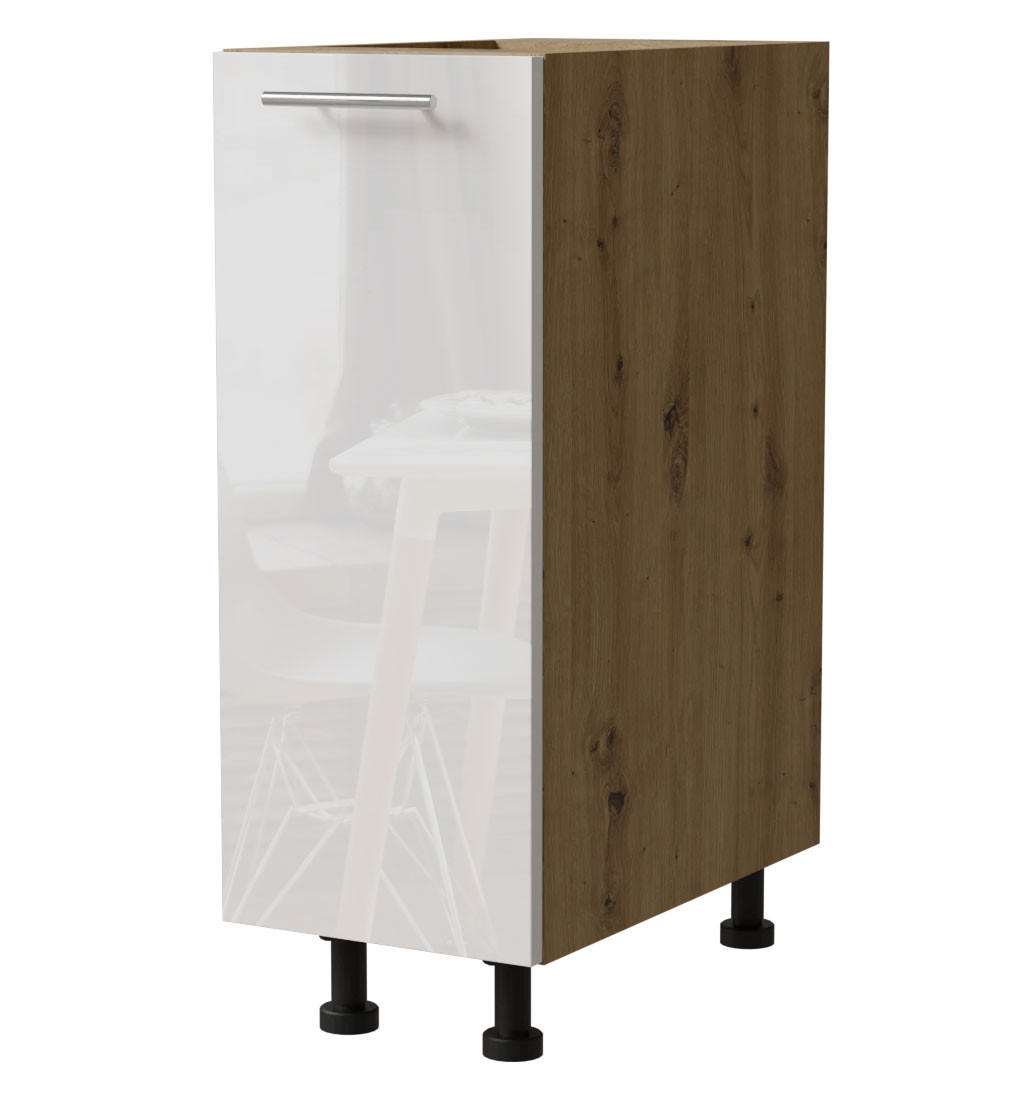 KÜCHENUNTERSCHRANK Essen D1D/20 Weiß Hochglanz / Eiche Artisan Matt 20 / 50 / 82cm - Weiß Hochglanz/Eiche Artisan, Holz/Holzwerkstoff (20/82/50cm) - Feldmann-Wohnen