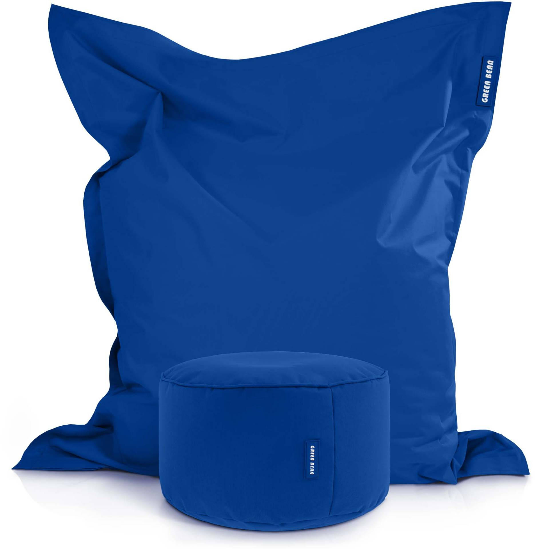 XXL-SITZSACK + Pouf 2er Set - 140x180cm - Blau, Textil (140/25/180cm) - Green Bean