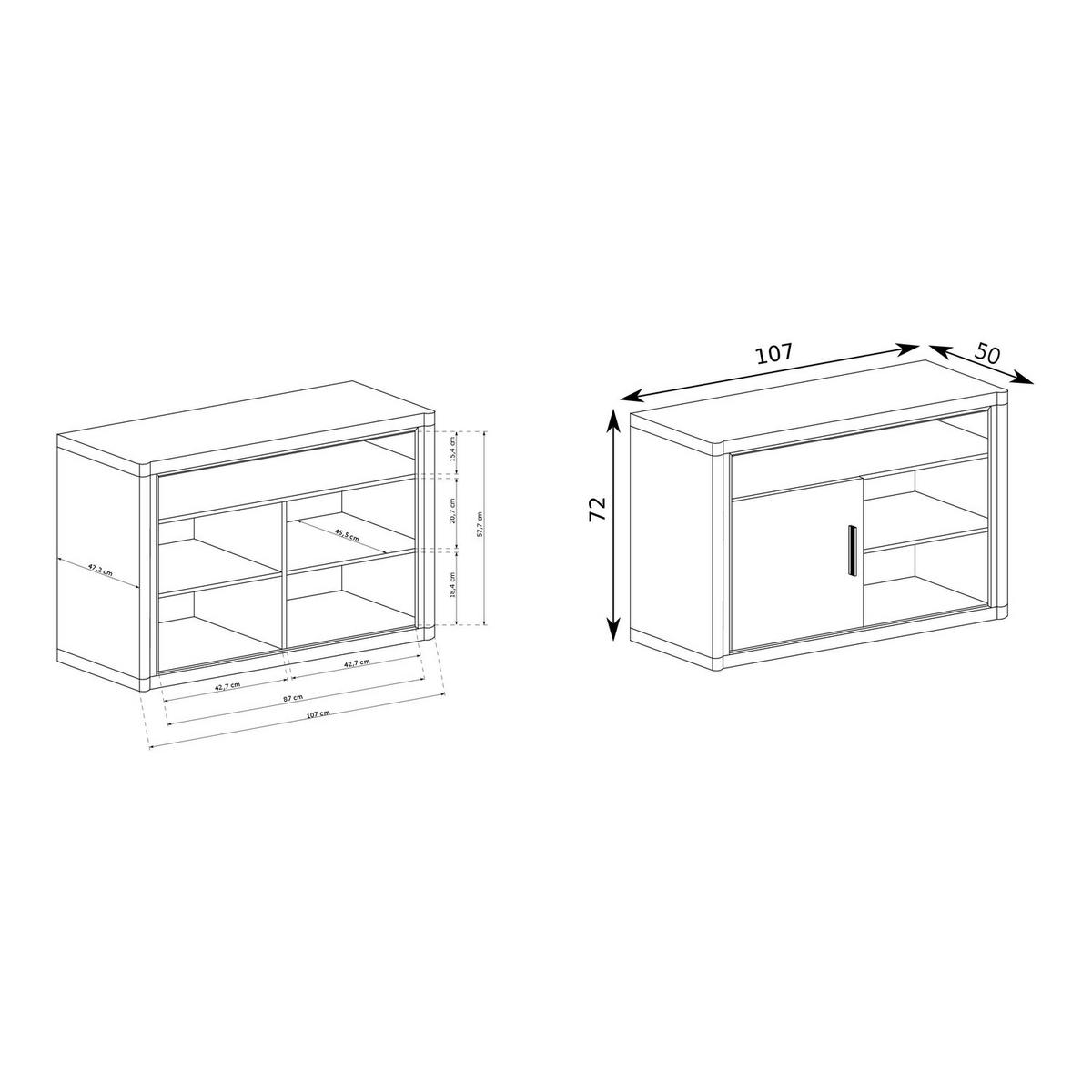 TV-LOWBOARD Dallas D-11 107 x 72 x 50 cm Eiche Sonoma - Sonoma Eiche, Holzwerkstoff/Kunststoff (107/72/50cm) - Koseto