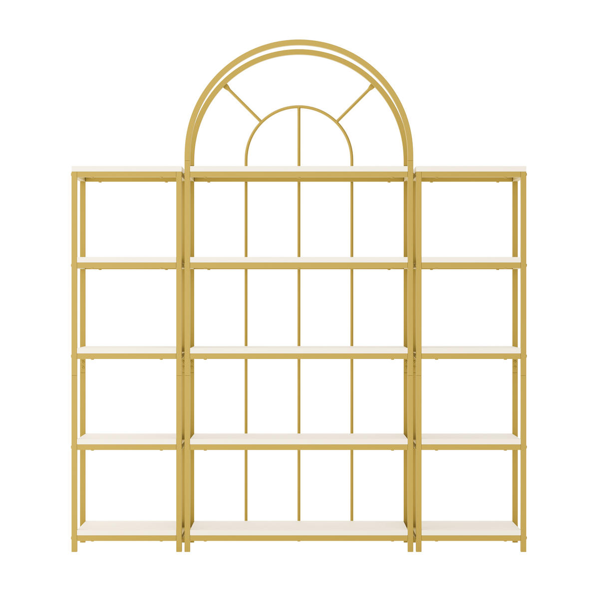 REGAL 163cm 3-teilig Gold Metall MDF Bogen modern - Multicolor, Metall (163/184/30cm) - FLIEKS
