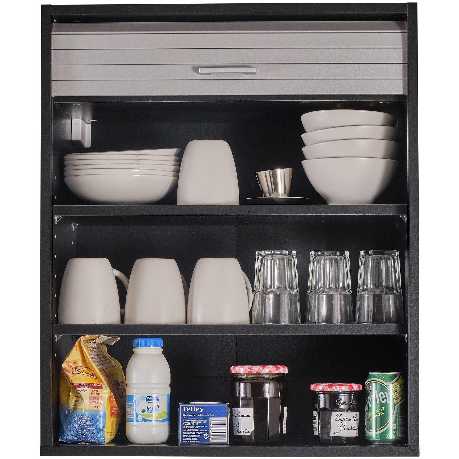 KÜCHENOBERSCHRANK mit Rolladentür 35/60/72cm - Schwarz, Holzwerkstoff (60/72/35cm) - Simmob