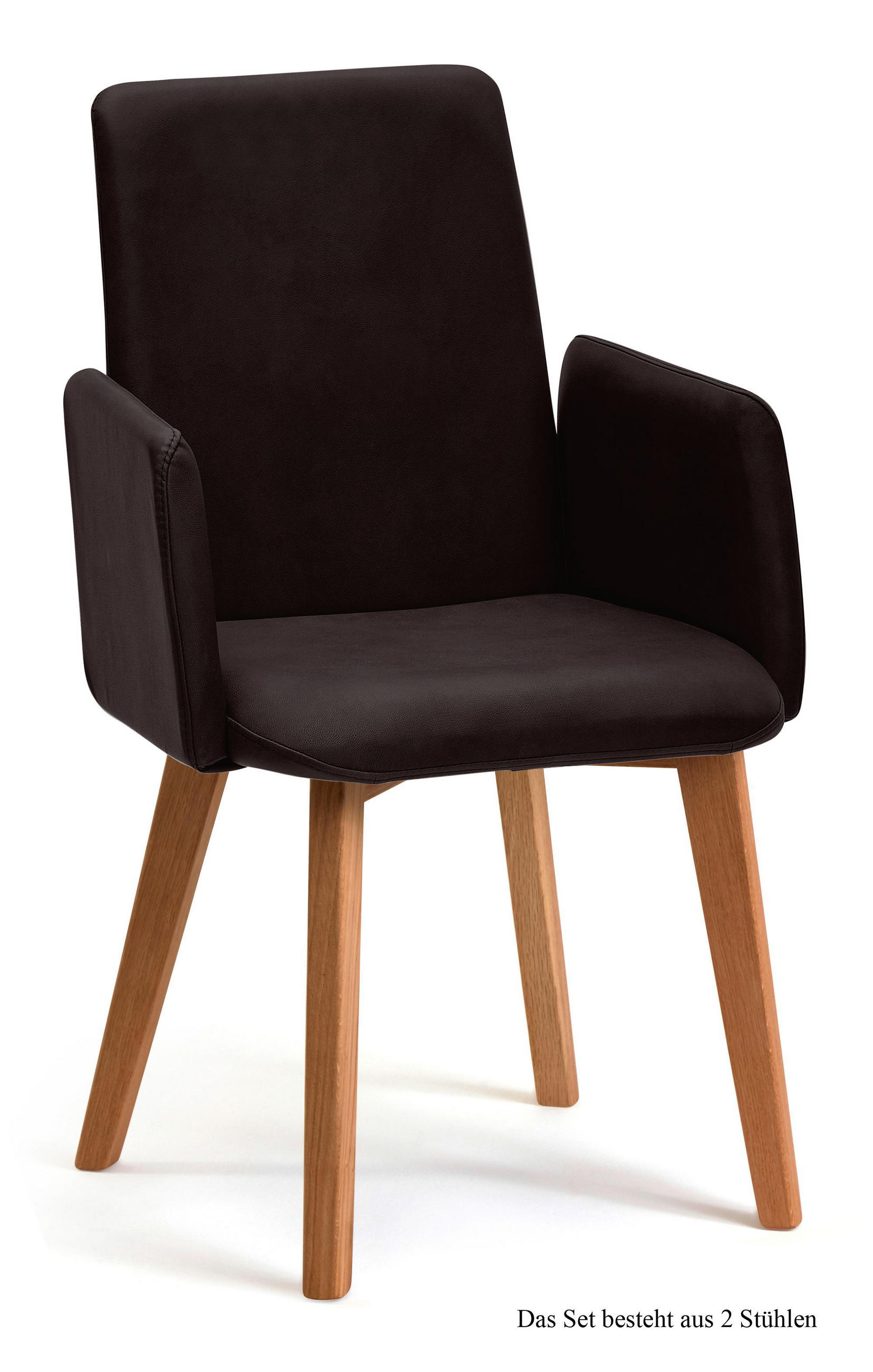 ARMLEHNSTUHL (2er-Set) Darcie 52x92x60 Eiche geölt/Espresso - Eichefarben/Dunkelbraun, Kunststoff (60/92/52cm) - 58aufmkessel