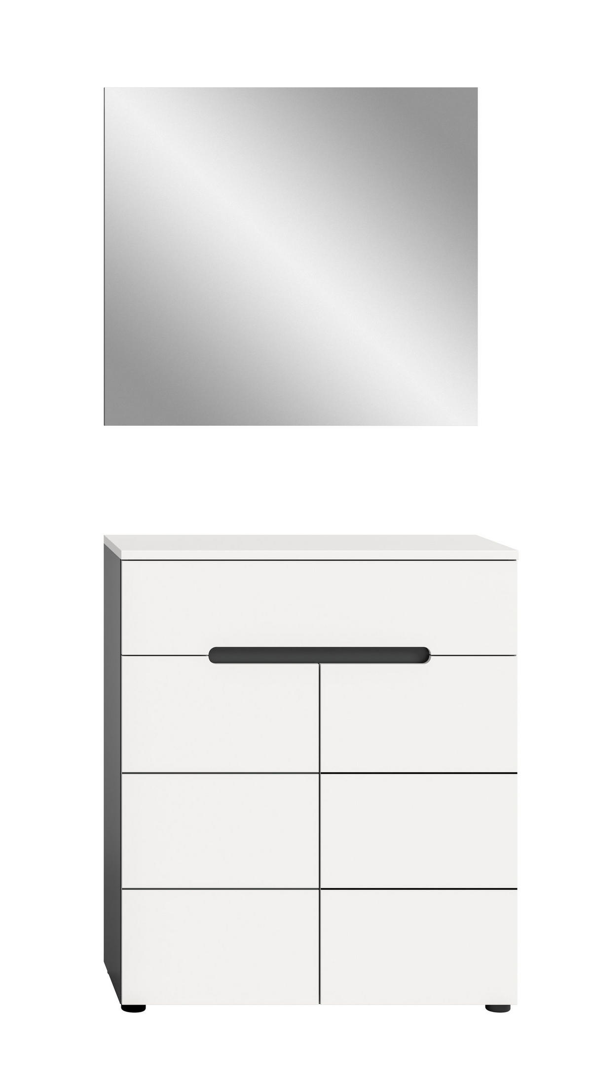 GARDEROBEN-SET CANU (B/H/T: ca. 80/190/37 cm) in Basalt grau/weiß - Grau, Holzwerkstoff (80/190/37cm)