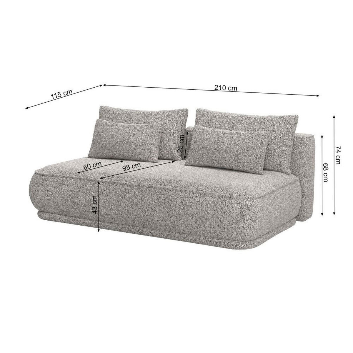 SCHLAFSOFA Leanno Kupferbraun Boucle 210 cm - Schwarz/Kupferfarben, Kunststoff/Textil (210/74/115cm) - Selsey