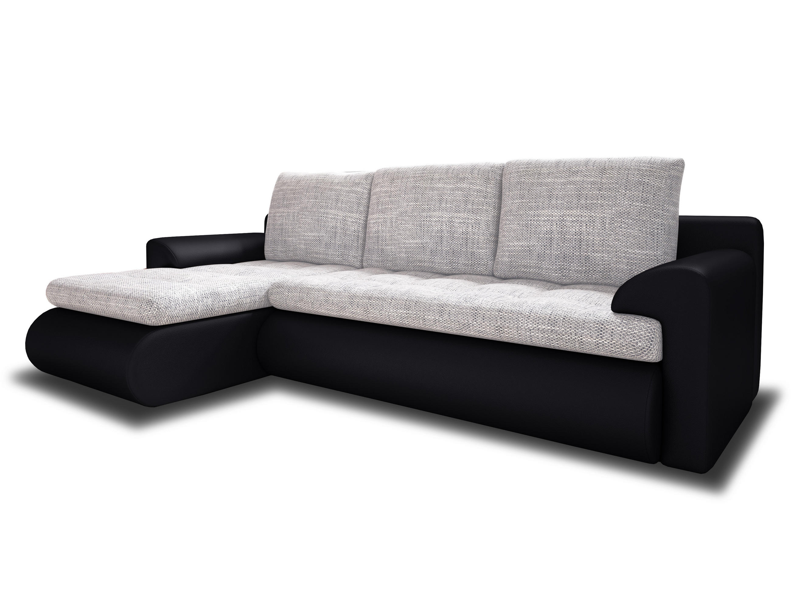 ECKSOFA Santi, Seite: Links - Hellgrau/Schwarz, Holz/Textil (226/152cm) - Sofnet