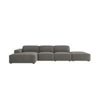 ECKSOFA Cursal L-Form, Stoff Poso, Grau + Hocker, Links - Grau, Holz (341/166cm) - Kaiser Möbel