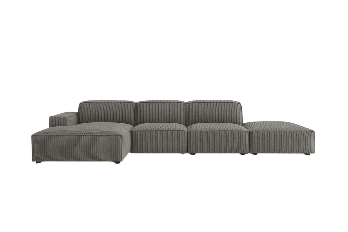 ECKSOFA Cursal L-Form, Stoff Poso, Grau + Hocker, Links - Grau, Holz (341/166cm) - Kaiser Möbel