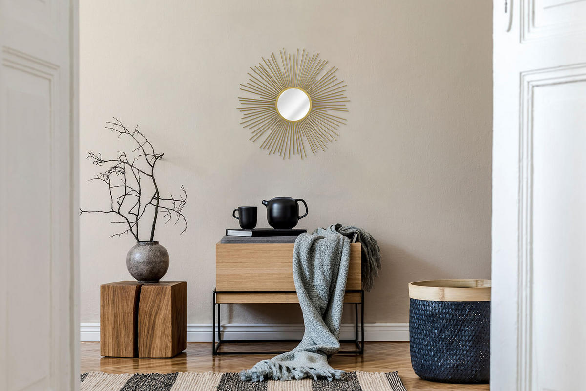 WANDSPIEGEL Gold 80/80 cm - Goldfarben, Metall (7.5/80/3cm) - KUNSTLOFT