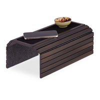 SOFATABLETT Dunkelbraun Schwarz Bambus klappbar 42x34 cm - Multicolor, Holz/Textil (42/1/34cm) - Relaxdays