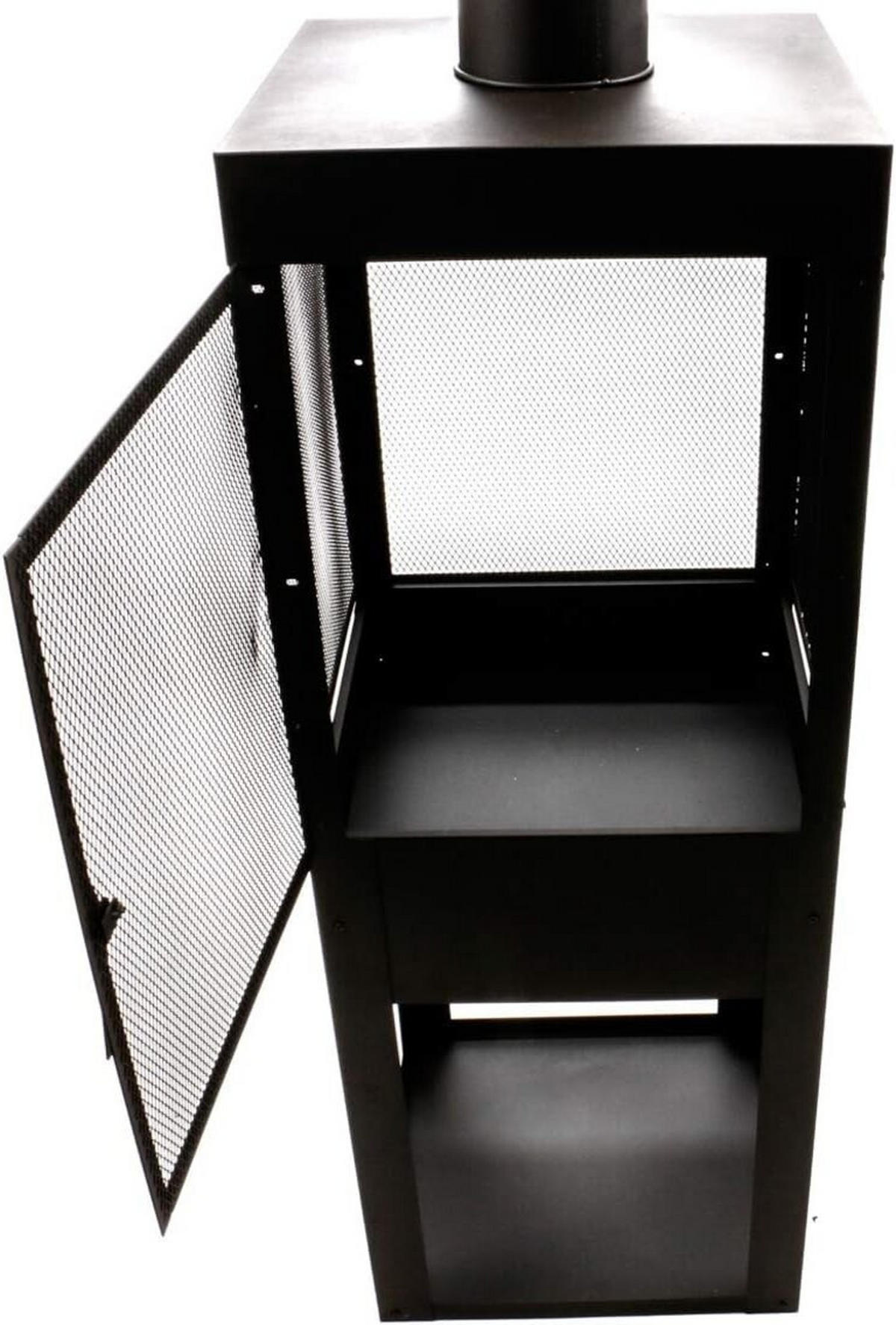 FEUERSTELLE Schwarz, 194cm Garten Feuerkorb, Funkenschutz Gitter, Outdoor Feuerstelle, Metall Feuerplatz, Terrassenheizer, Gartenkamin - Schwarz, Metall (44/44/44cm) - BBQ Collection