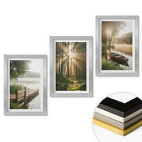 WANDBILDER 3er Set - 20x30 cm Silberner Rahmen - See, Wald, Boot, Morgennebel - Silberfarben, Kunststoff (20/30cm) - ArtPrintCave