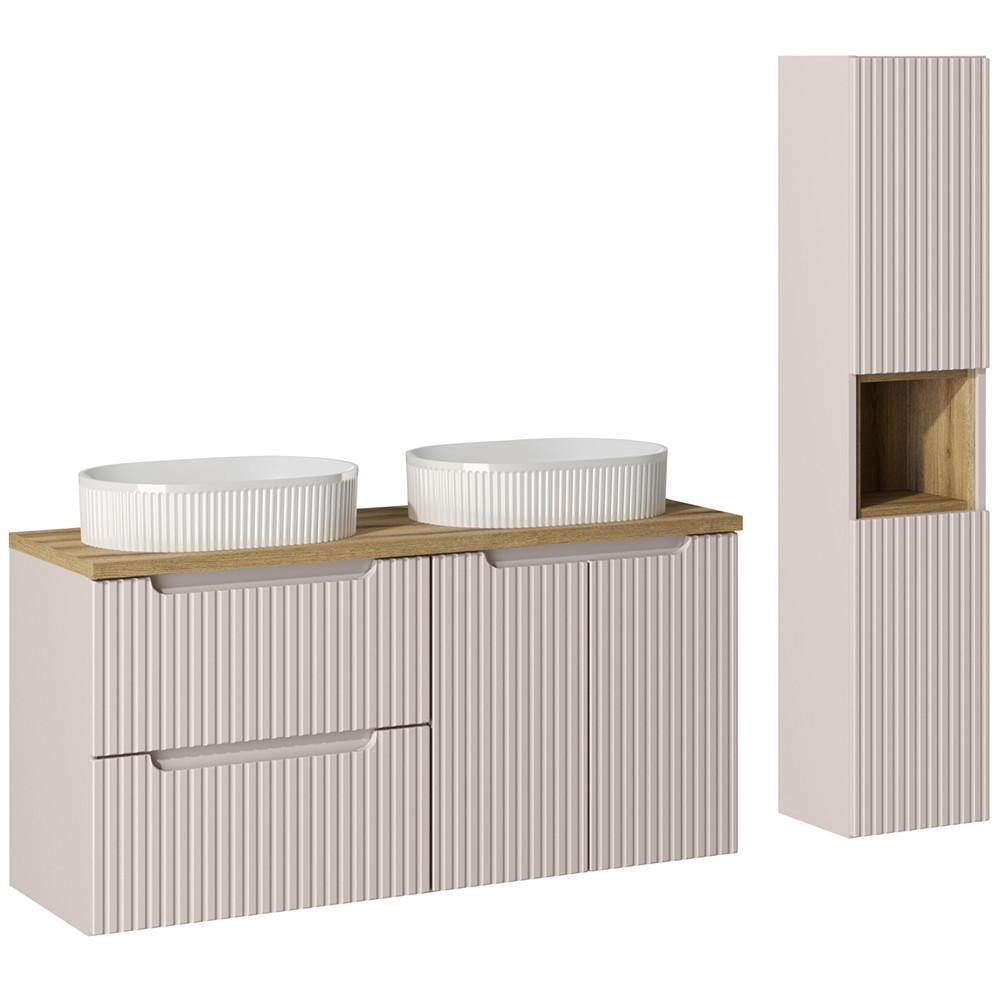 BADMÖBEL-SET 2-TLG. Newport-56 - Beige, Holzwerkstoff (170/190/40cm) - Lomado