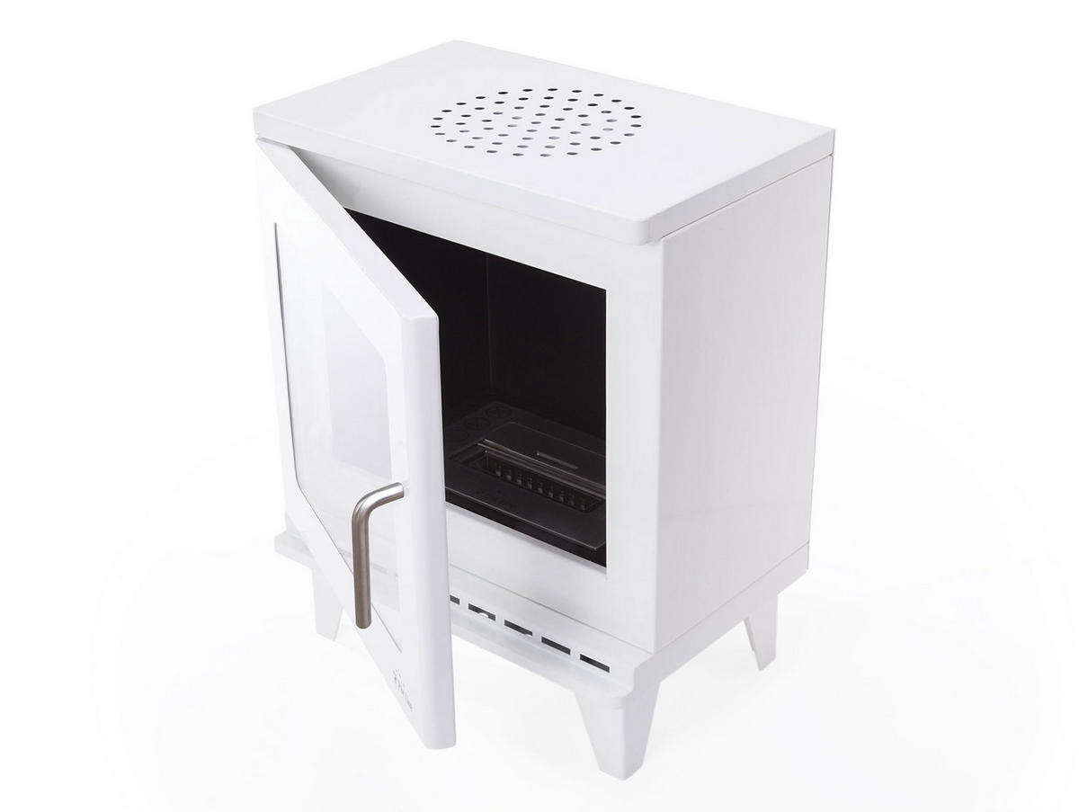 BIOETHANOL-OFEN Weiß inklusive 1 L-Tank und 2.5 kW Leistung - Weiß, Metall (40/50/27cm) - Purline