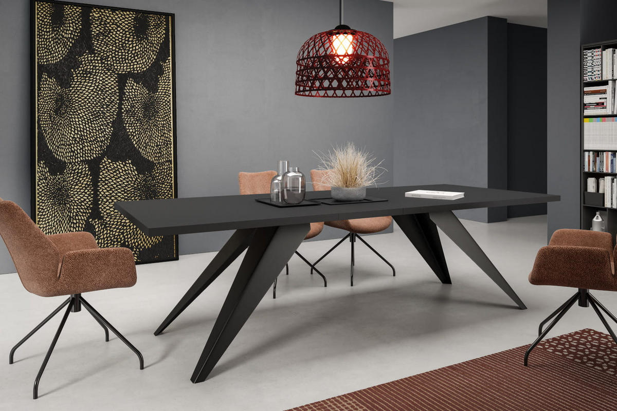 ESSTISCHE SENTO - Schwarz, Holzwerkstoff (90/160/76cm) - Meblini