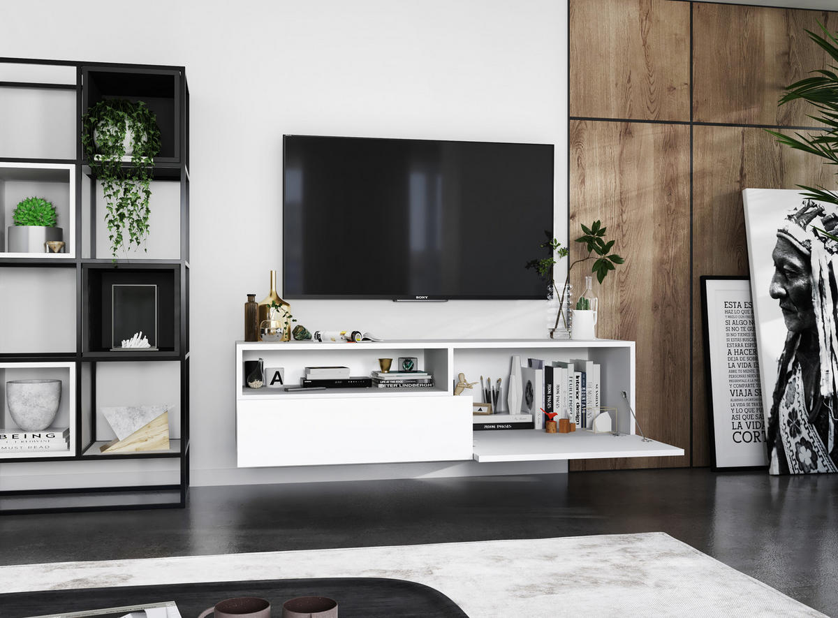 TV-SCHRANK Enjoy Weiß matt Schublade 120 cm - Weiß, Holzwerkstoff (120/30/35cm) - Meble Lindner