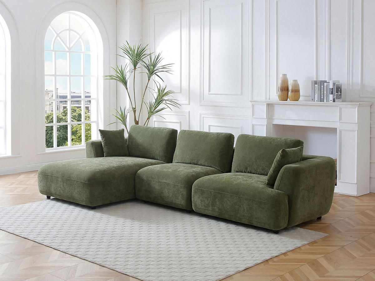 SOFA - 5 Personen - stoff - grün Tindralo - Grün, Textil (303/76/167cm) - Vente-Unique