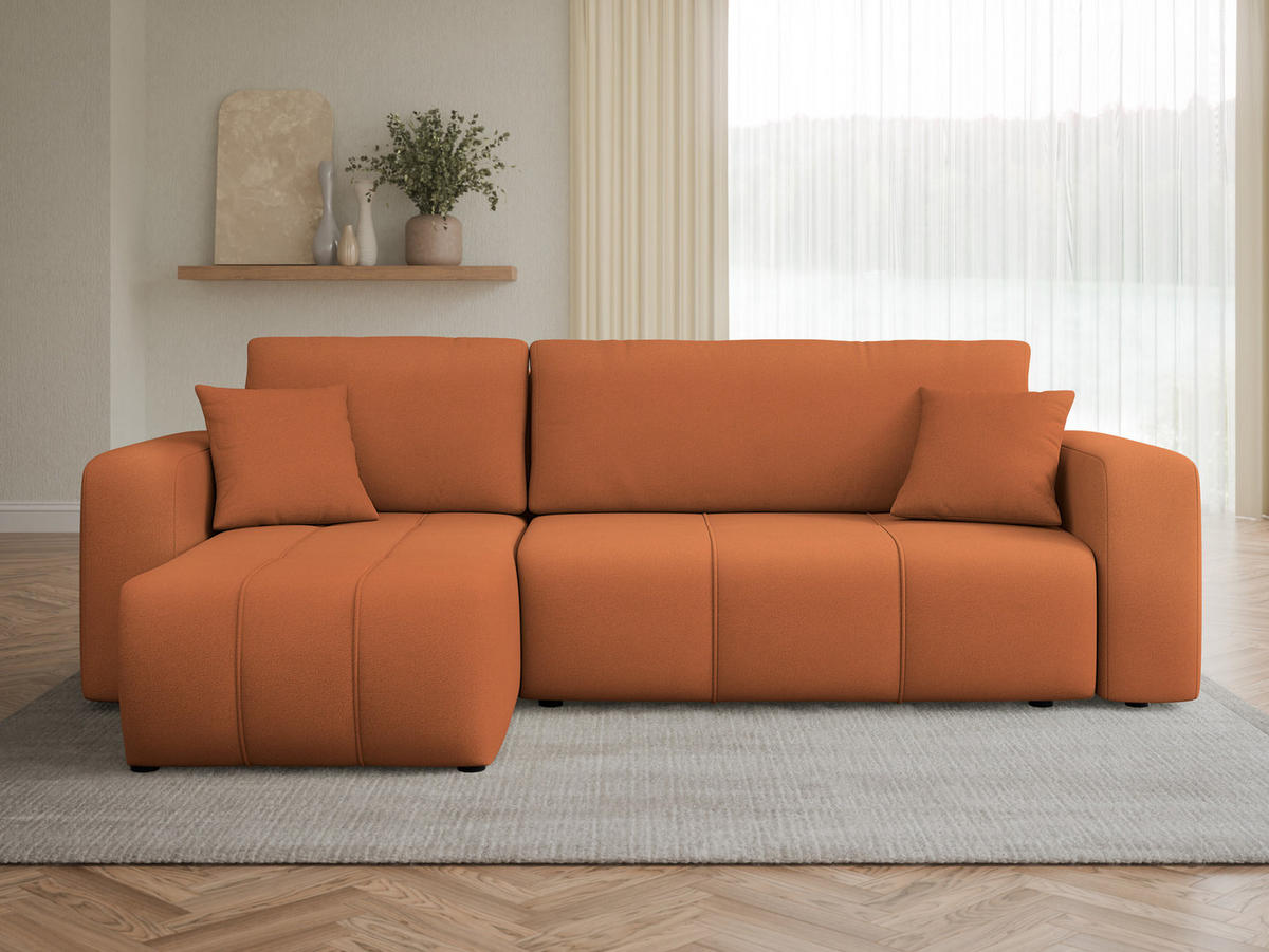 ECKSOFA Furyn - Schwarz/Orange, Holz/Kunststoff (244/145cm) - MIRJAN24