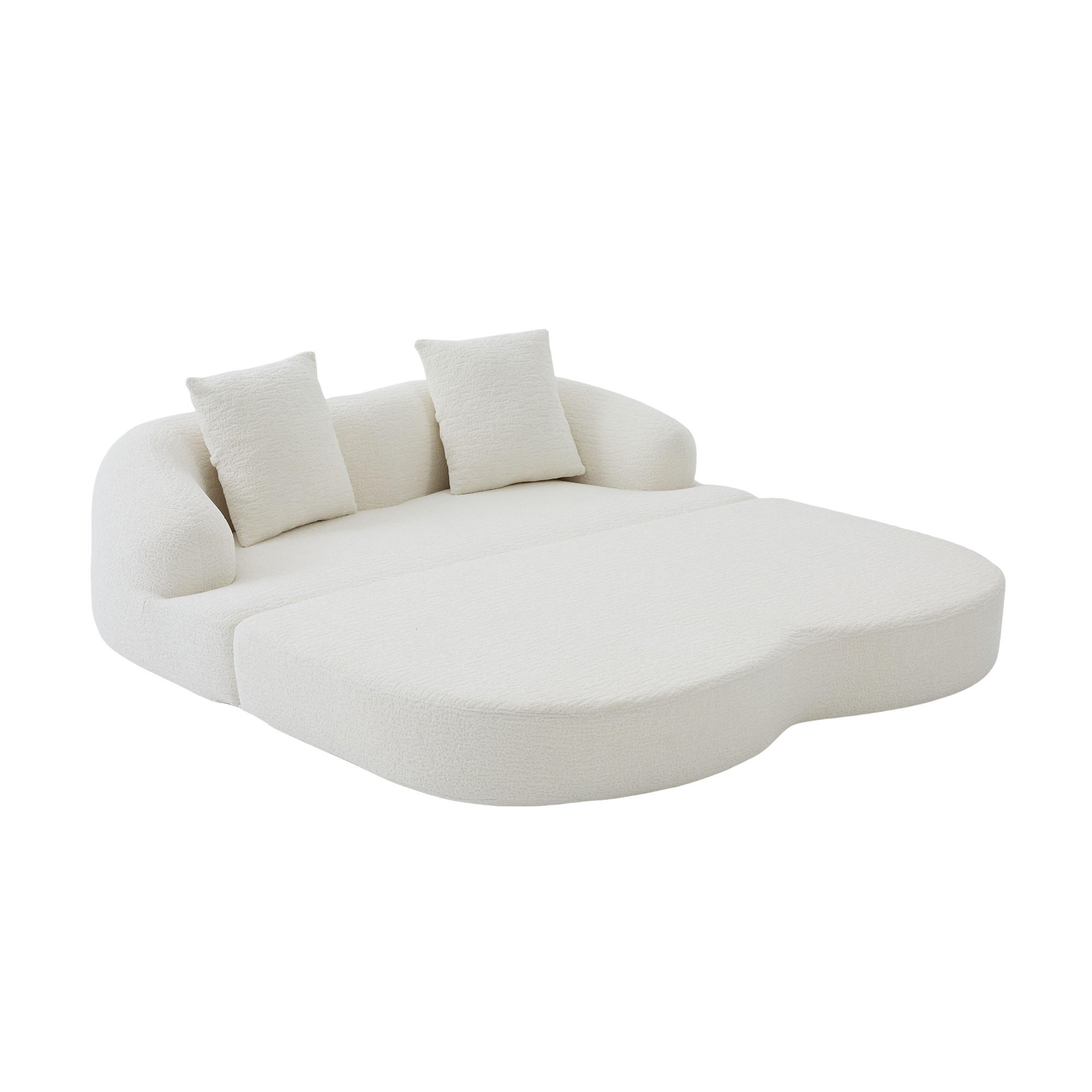 SCHLAFSOFA, 2 Sitzer aus Chenille, Klappsofa Bodensofa mit Schlaffunktion, Beige - Beige, Textil (157/44/153cm) - LVHOM