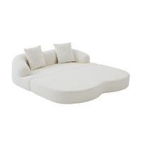 SCHLAFSOFA, 2 Sitzer aus Chenille, Klappsofa Bodensofa mit Schlaffunktion, Beige - Beige, Textil (157/44/153cm) - LVHOM