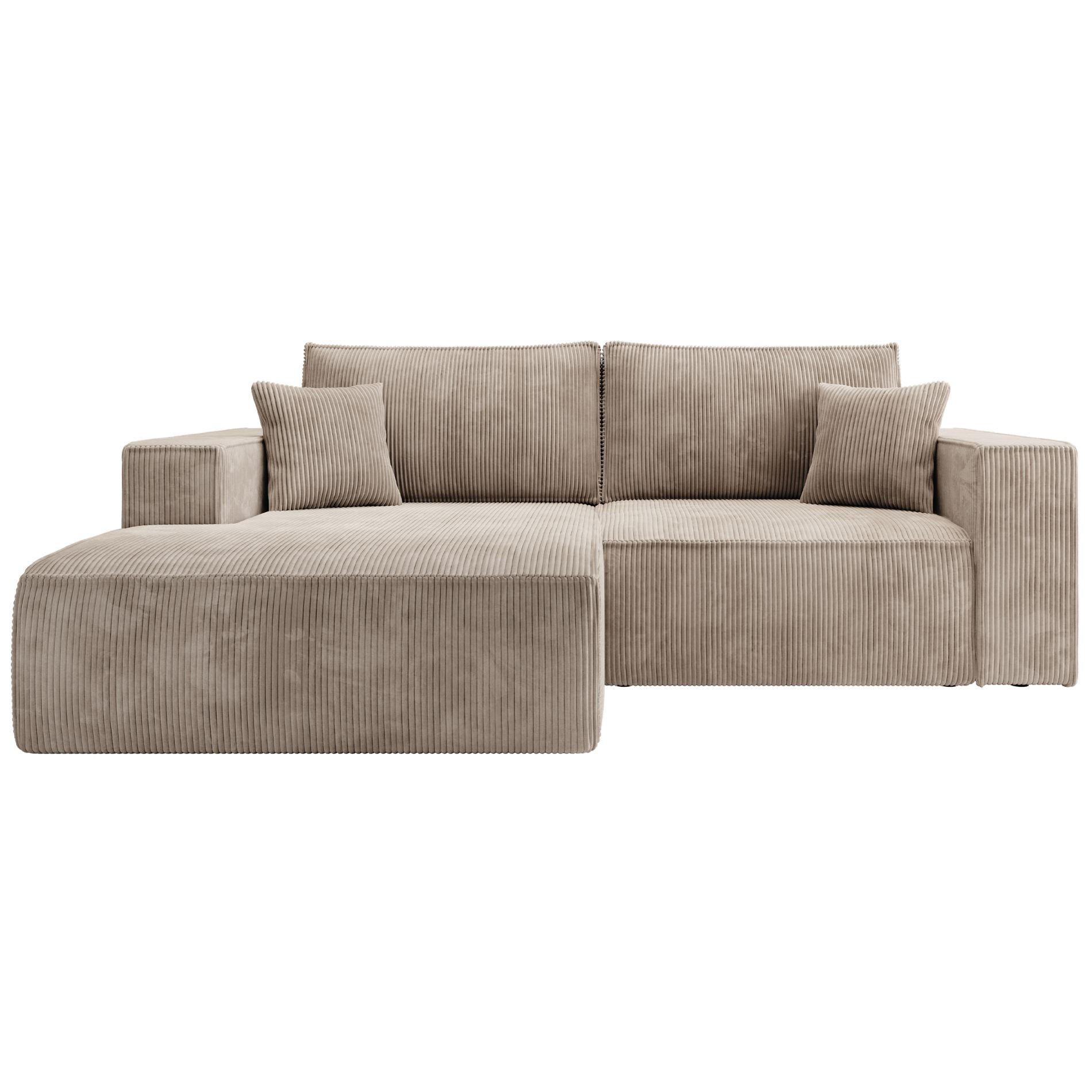ECKSOFA Farese Mini mit Cordbezug Beige, links - Beige/Schwarz, Textil (240/167cm) - Selsey