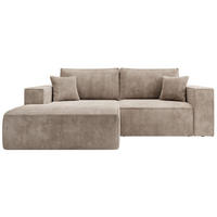 ECKSOFA Farese Mini mit Cordbezug Beige, links - Beige/Schwarz, Textil (240/167cm) - Selsey