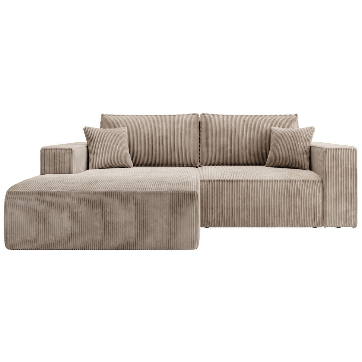 ECKSOFA Farese Mini mit Cordbezug Beige, links - Beige/Schwarz, Textil (240/167cm) - Selsey