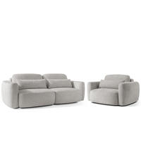 SITZGARNITUR ELOSA - Hellgrau, Holz/Textil (245/85/115cm) - KONSIMO®