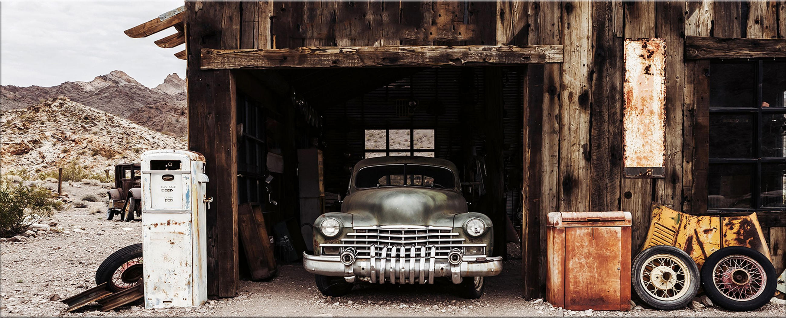 GLASBILD 125x50 cm Oldtimer vintage - Anthrazit, Glas (125/50cm) - artissimo