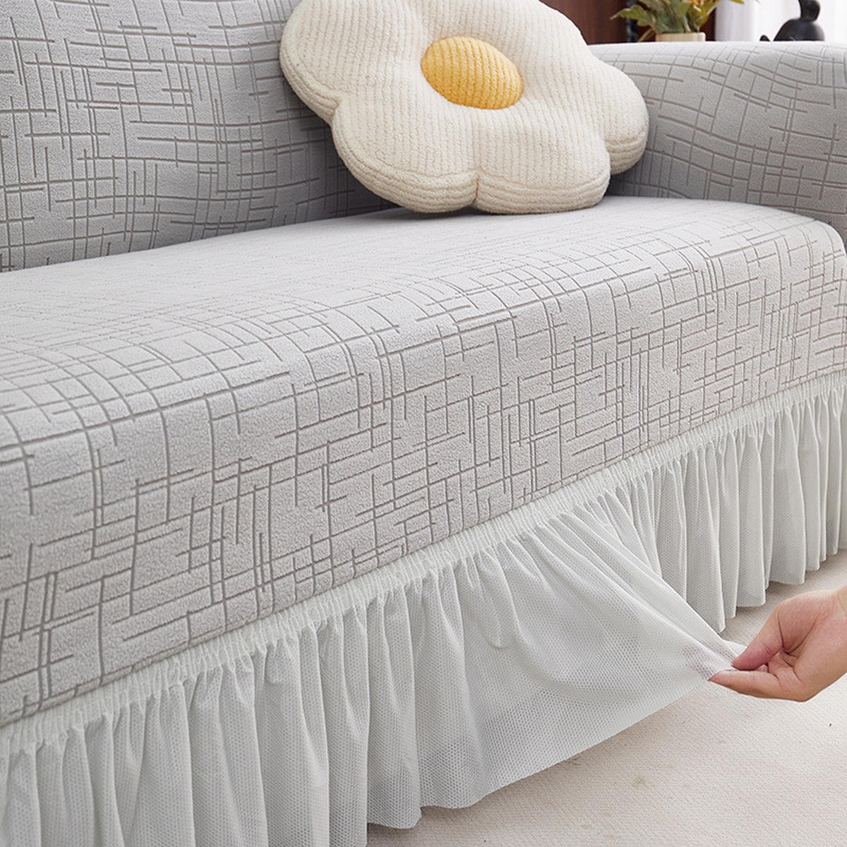 SOFABEZUG – 2-Sitzer (185 x 145 cm) – Silber - Grau, Textil (185/145cm)