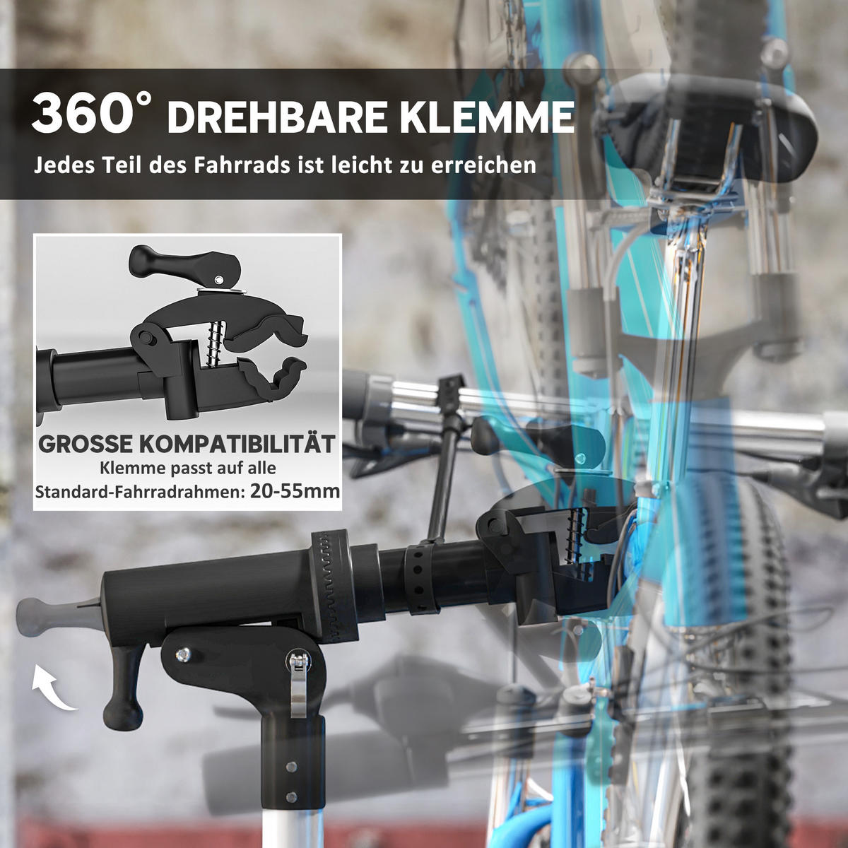 FAHRRAD-REPARATUR-STÄNDER, Halter für Fahrräder zum und Reparieren - Schwarz, Metall (106/160/82cm)