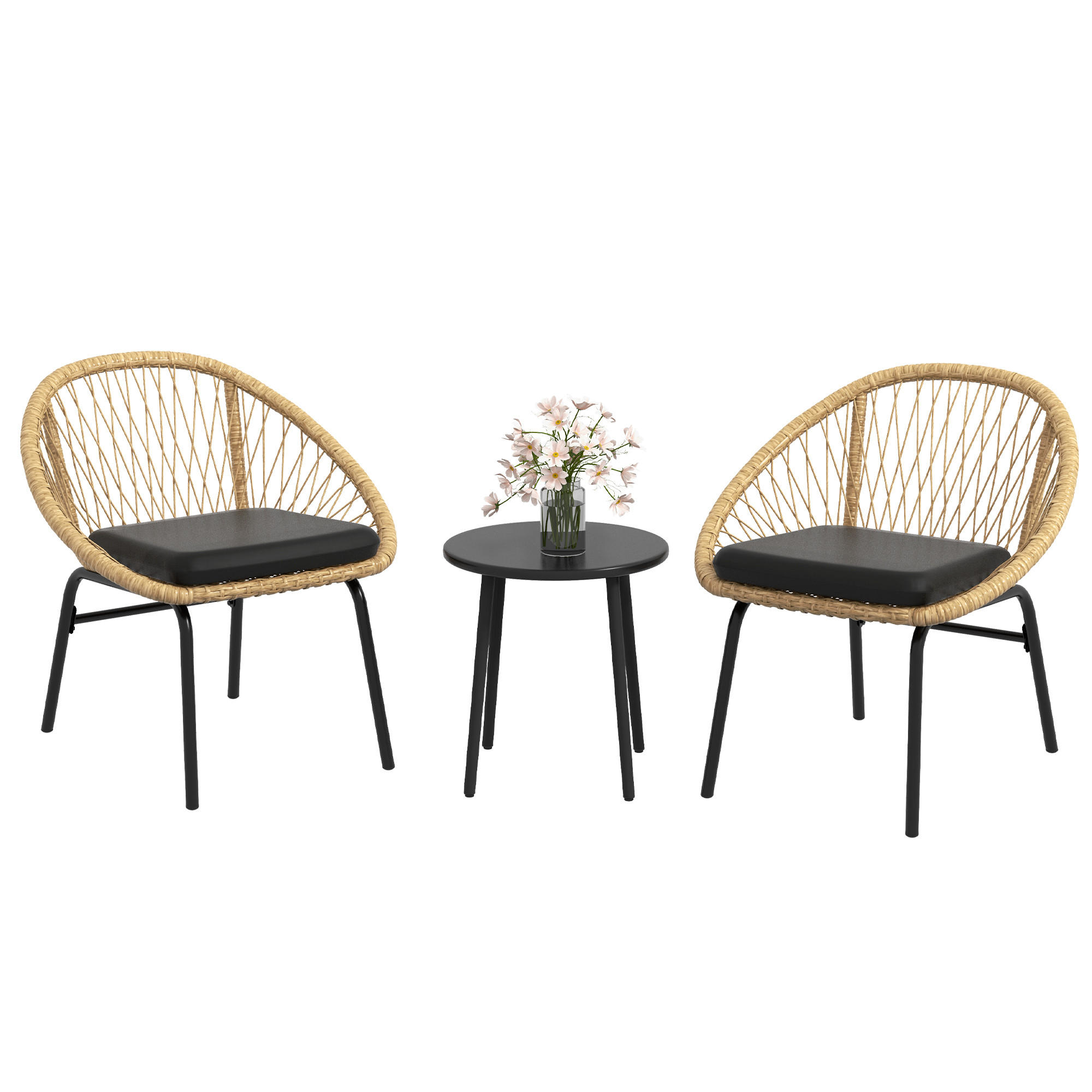 GARTENMÖBEL-SET 3-teilig DE-06706 2 Sessel & Tisch, mit Polsterkissen Gelb - Gelb, Kunststoff/Metall - ComfortXL
