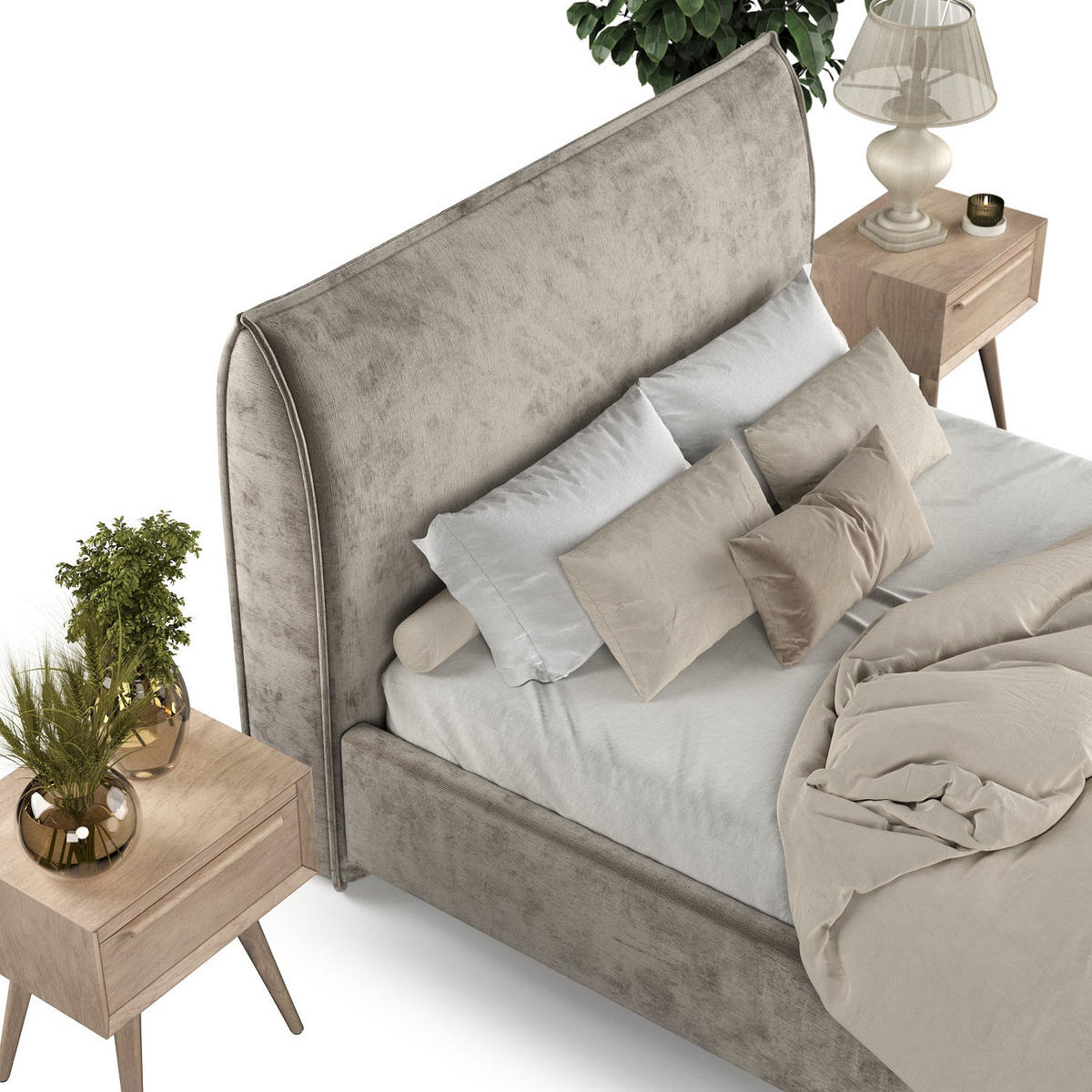 POLSTERBETT Mira 120/200 cm Beige im Lotta Stoff - Beige/Naturfarben, Holz/Holzwerkstoff (120/200cm) - AltaBeds