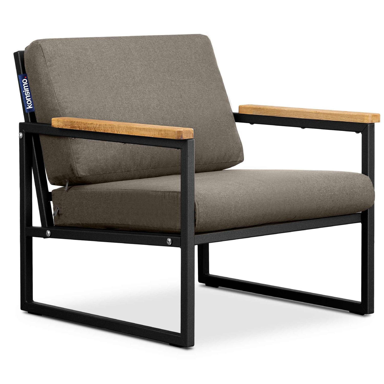GARTENSESSEL TRIBO ,Schwarz/Beige - Beige/Schwarz, Holz/Textil (70/65/60cm) - KONSIMO®