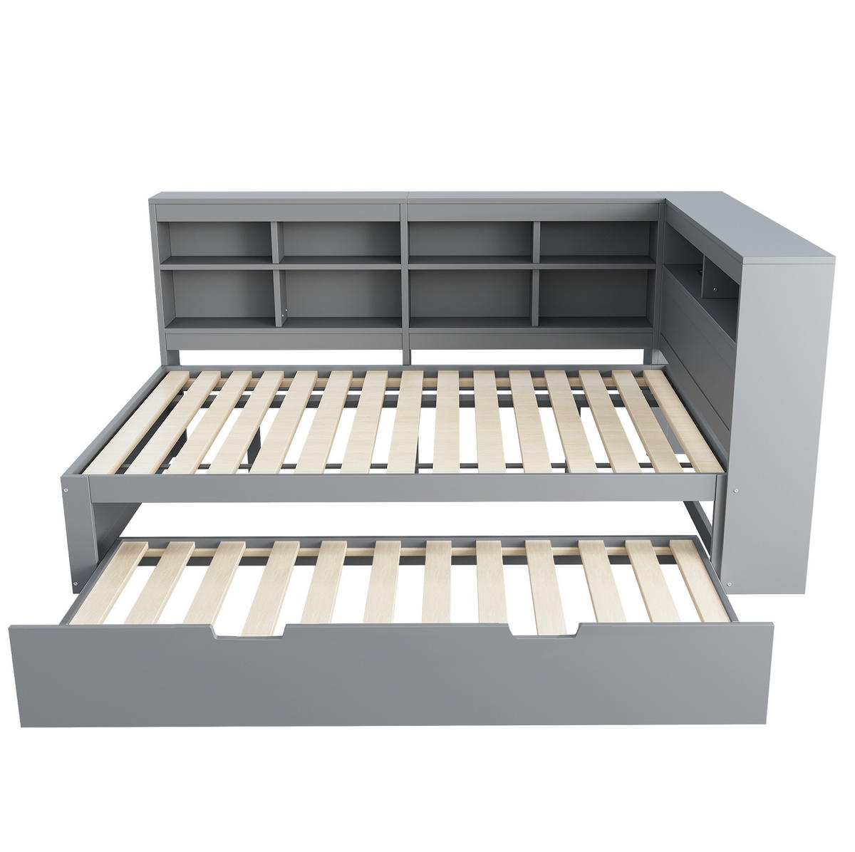 BETT 140/200 cm grau aus Holz mit Bett und USB-Steckdose - Grau, Holz (140/200cm) - OKMYHOME