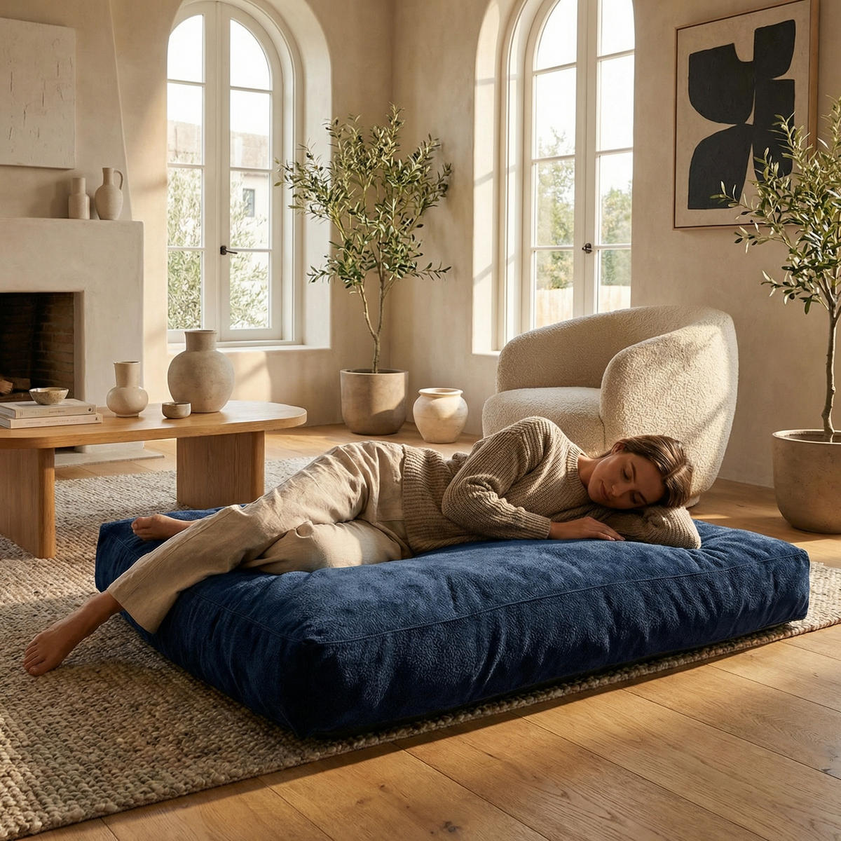 SITZSACK 2-in-1 Wandelbarer Sitzsack Sessel aus Chenille Montagefrei - Grau, Textil (110/70/110cm) - Urban Meuble