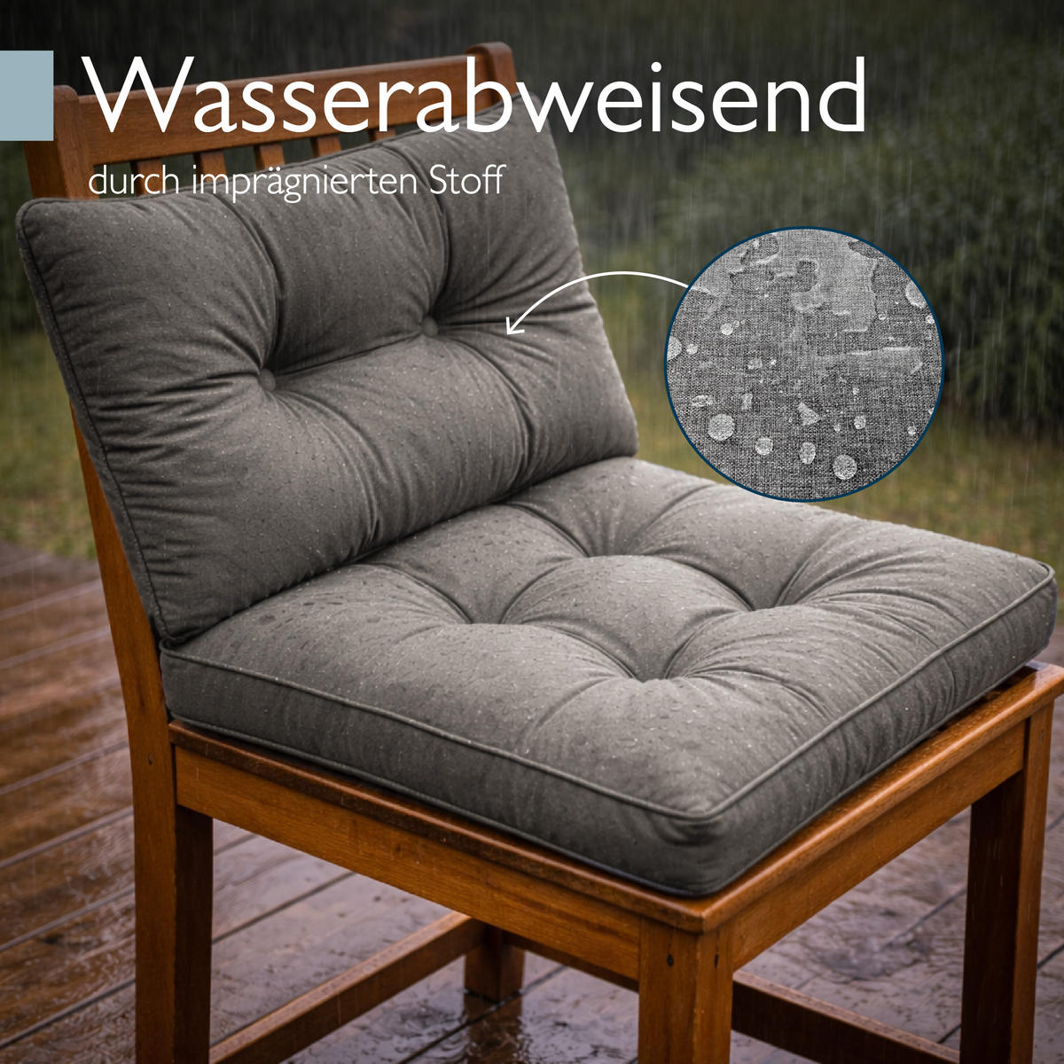 LOUNGEKISSEN Flair Outdoor Sitz 60x60x10cm mit Rücken 60x40x12cm Hellgrau (2tlg) - Hellgrau, Textil (60/60cm) - Beautissu 
