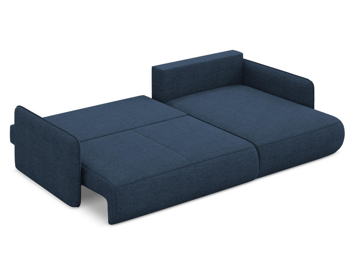 3-SITZER SOFA mit Schlaffunktion Chenille Stoff Blau - Blau/Schwarz, Textil/Metall (230/86/105cm) - Makamii