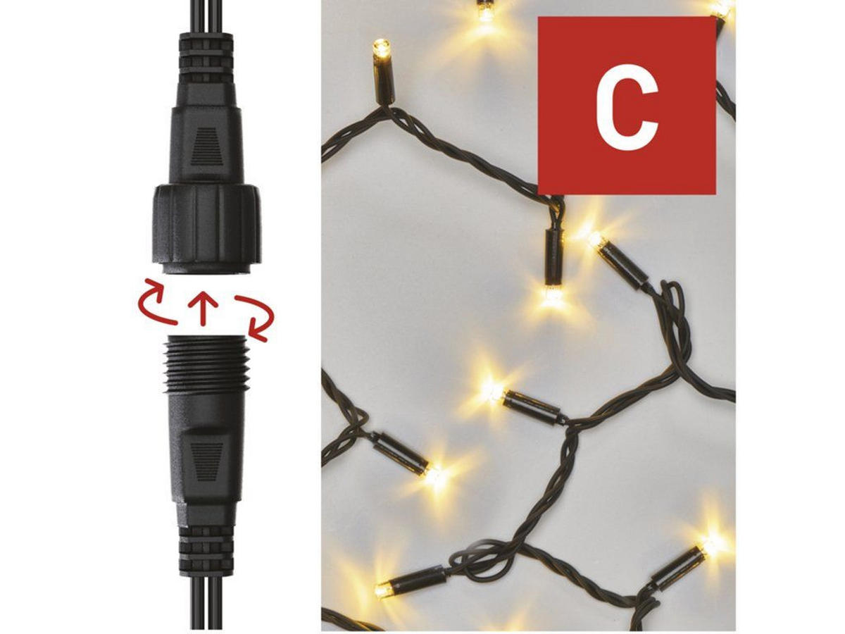 LED-WEIHNACHTSLICHTERKETTE WARMWEISS 5 m - PROFI - koppelbar - Gelb/Weiß, Kunststoff/Metall (500cm) - LAALU